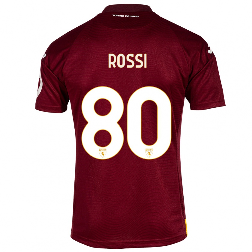 Kandiny Gyermek Simone Rossi #80 Sötét Vörös Hazai Jersey 2023/24 Mez Póló Ing