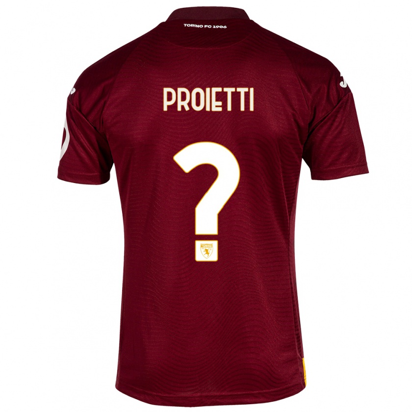 Kandiny Gyermek Riccardo Proietti #0 Sötét Vörös Hazai Jersey 2023/24 Mez Póló Ing