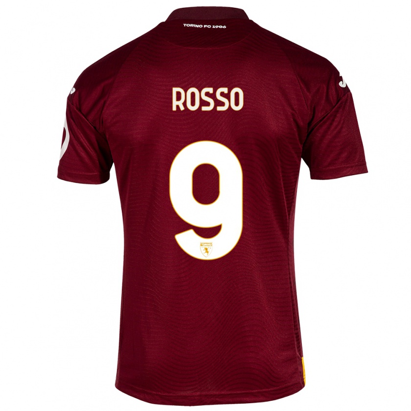 Kandiny Gyermek Eleonora Rosso #9 Sötét Vörös Hazai Jersey 2023/24 Mez Póló Ing