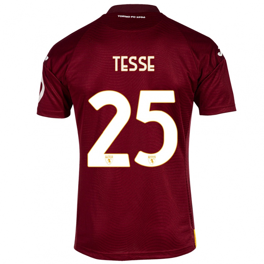 Kandiny Gyermek Manuela Tesse #25 Sötét Vörös Hazai Jersey 2023/24 Mez Póló Ing