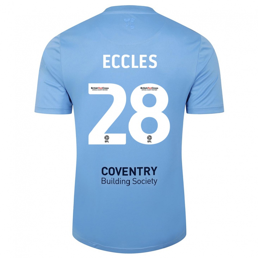 Kandiny Gyermek Josh Eccles #28 Égszínkék Hazai Jersey 2023/24 Mez Póló Ing