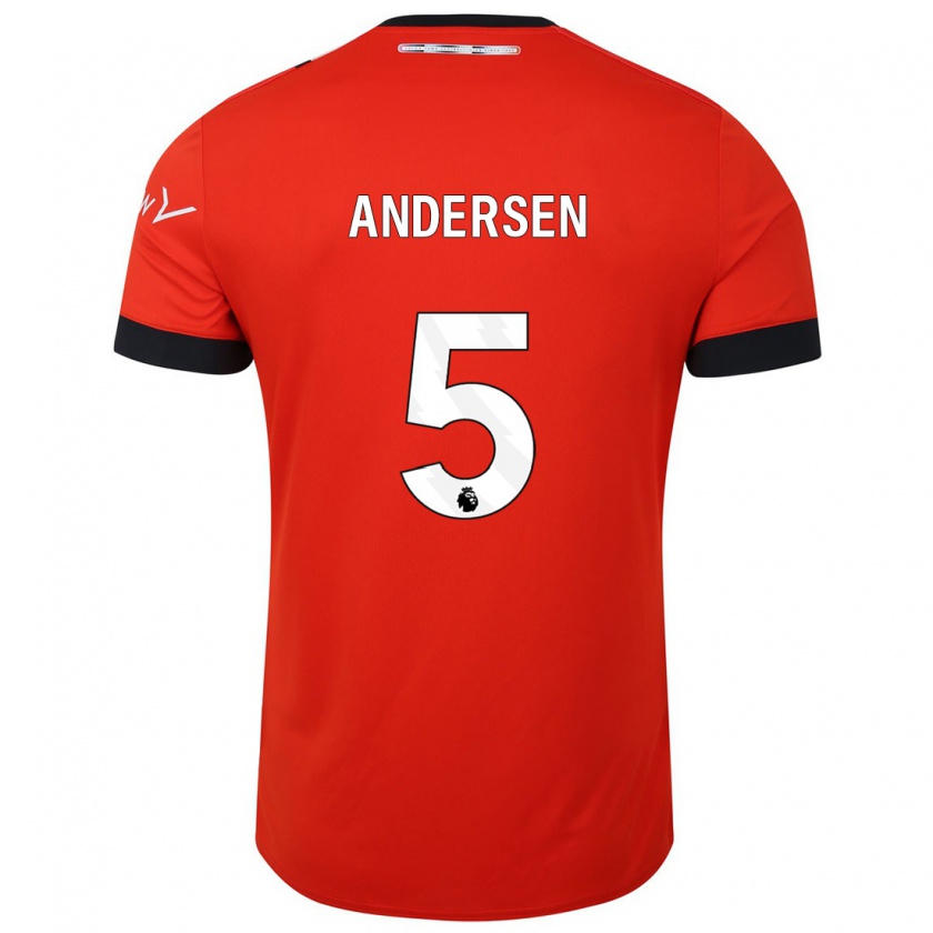 Kandiny Gyermek Mads Andersen #5 Piros Hazai Jersey 2023/24 Mez Póló Ing