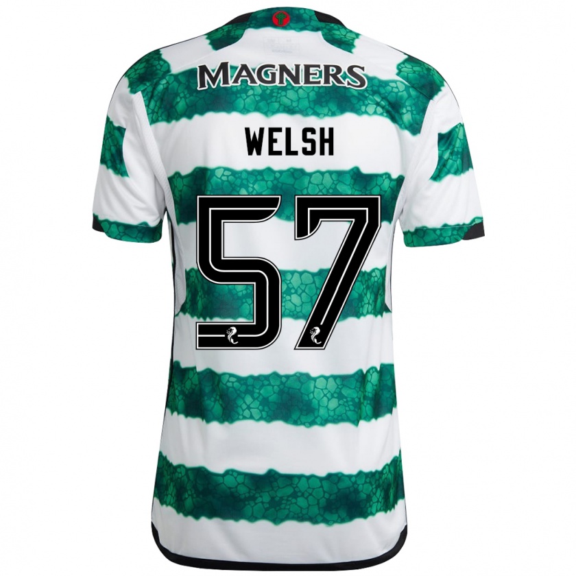 Kandiny Gyermek Stephen Welsh #57 Zöld Hazai Jersey 2023/24 Mez Póló Ing