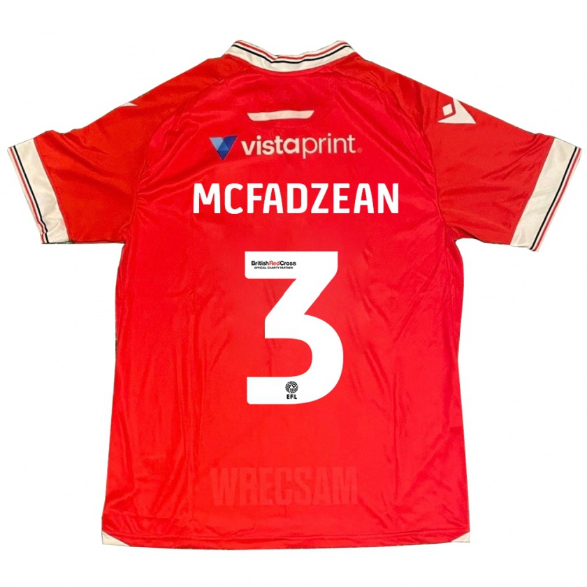 Kandiny Gyermek Callum Mcfadzean #3 Piros Hazai Jersey 2023/24 Mez Póló Ing