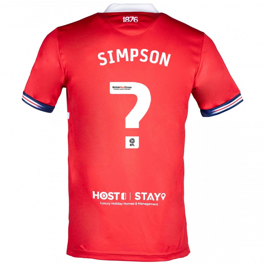 Kandiny Gyermek Nathan Simpson #0 Piros Hazai Jersey 2023/24 Mez Póló Ing