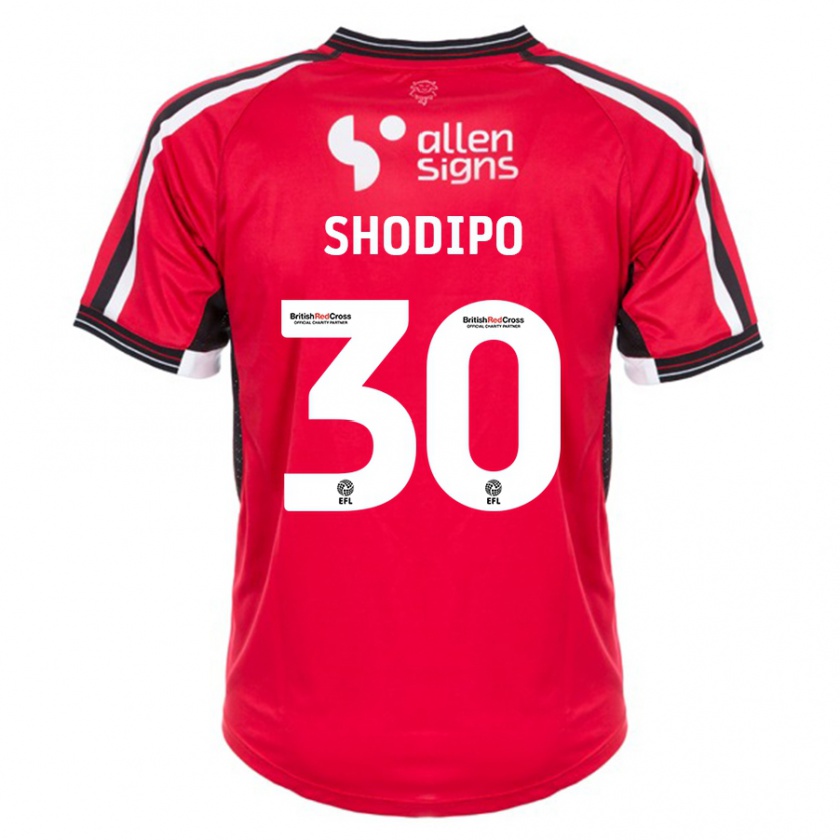 Kandiny Gyermek Olamide Shodipo #30 Piros Hazai Jersey 2023/24 Mez Póló Ing