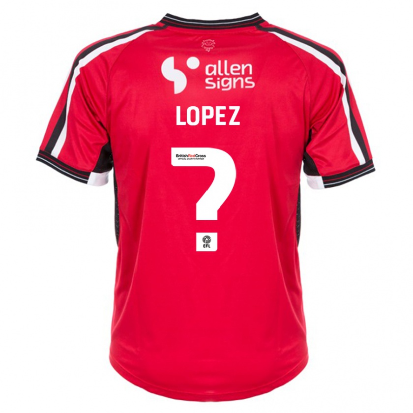 Kandiny Gyermek Jersey Lopez #0 Piros Hazai Jersey 2023/24 Mez Póló Ing