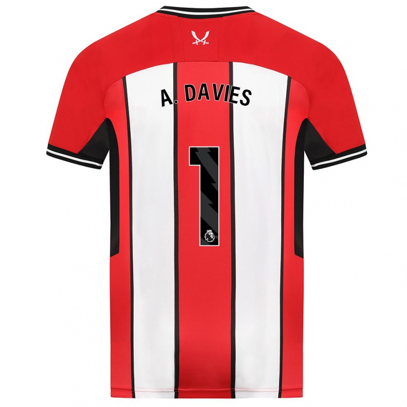 Kandiny Gyermek Adam Davies #1 Piros Hazai Jersey 2023/24 Mez Póló Ing