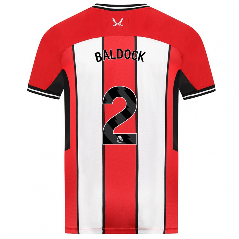 Kandiny Gyermek George Baldock #2 Piros Hazai Jersey 2023/24 Mez Póló Ing