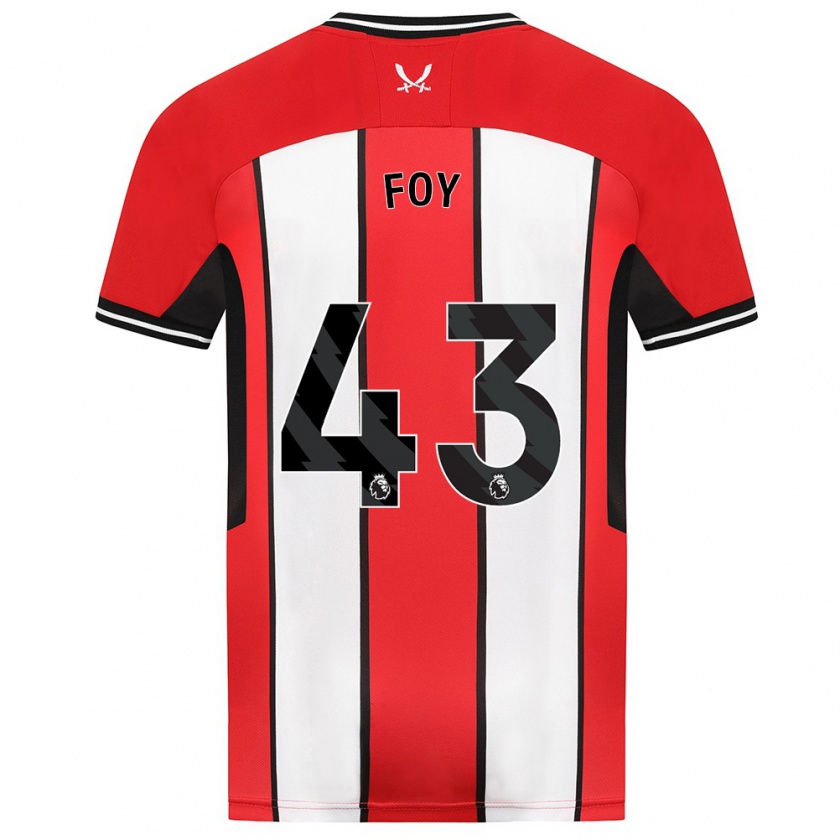 Kandiny Gyermek Gus Foy #43 Piros Hazai Jersey 2023/24 Mez Póló Ing