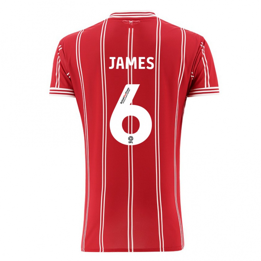 Kandiny Gyermek Matty James #6 Piros Hazai Jersey 2023/24 Mez Póló Ing