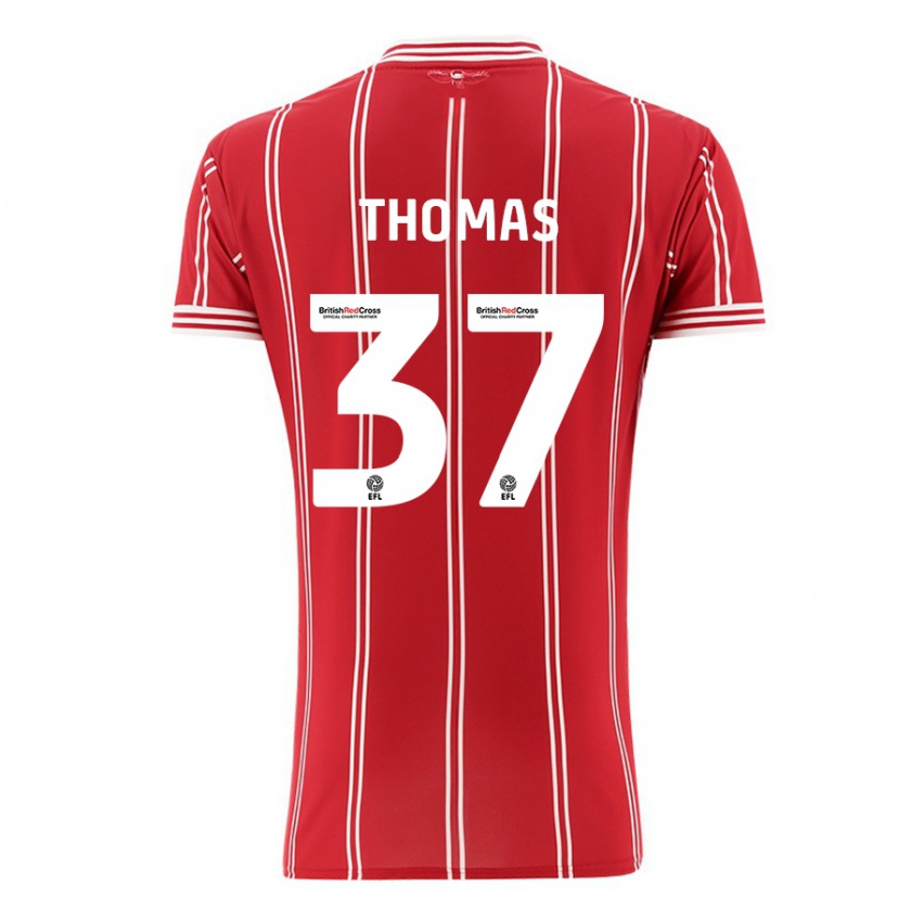 Kandiny Gyermek Olly Thomas #37 Piros Hazai Jersey 2023/24 Mez Póló Ing