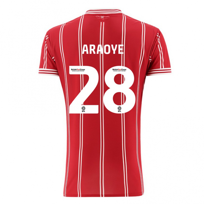 Kandiny Gyermek Raphael Araoye #28 Piros Hazai Jersey 2023/24 Mez Póló Ing