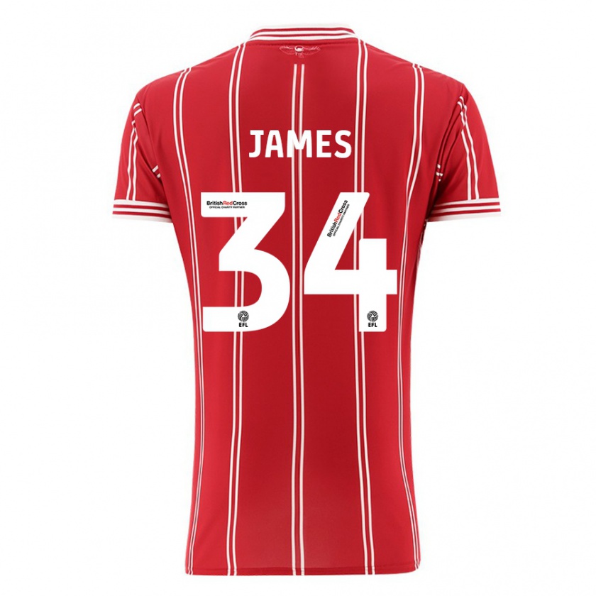 Kandiny Gyermek Joseph James #34 Piros Hazai Jersey 2023/24 Mez Póló Ing