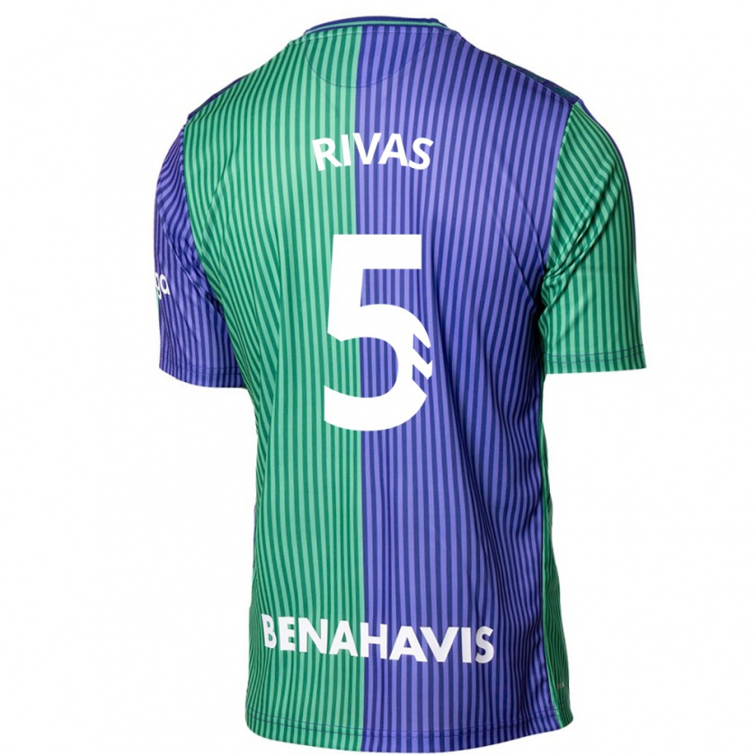 Kandiny Gyermek Juande Rivas #5 Zöldes-Kék Idegenbeli Jersey 2023/24 Mez Póló Ing