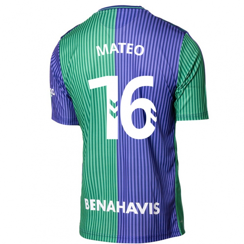 Kandiny Gyermek Ángel Mateo #16 Zöldes-Kék Idegenbeli Jersey 2023/24 Mez Póló Ing