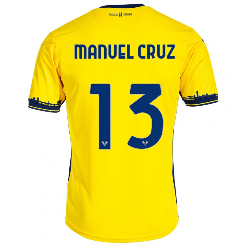 Kandiny Gyermek Juan Manuel Cruz #13 Sárga Idegenbeli Jersey 2023/24 Mez Póló Ing