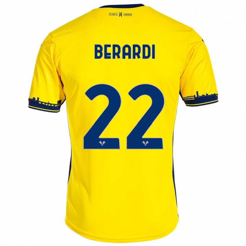 Kandiny Gyermek Alessandro Berardi #22 Sárga Idegenbeli Jersey 2023/24 Mez Póló Ing