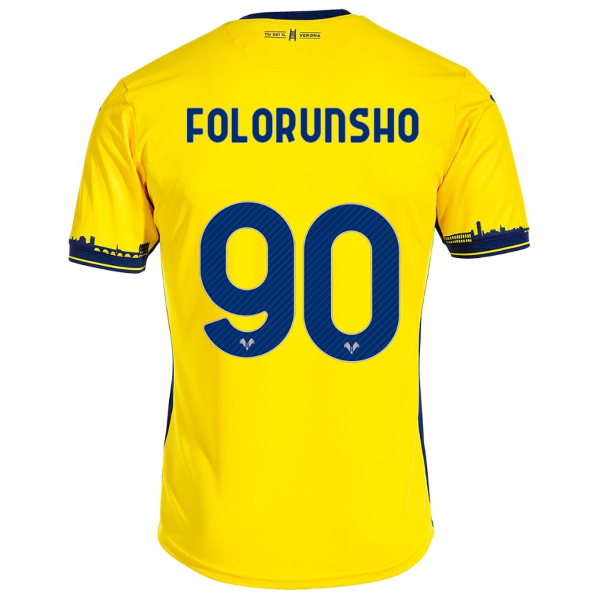 Kandiny Gyermek Michael Folorunsho #90 Sárga Idegenbeli Jersey 2023/24 Mez Póló Ing