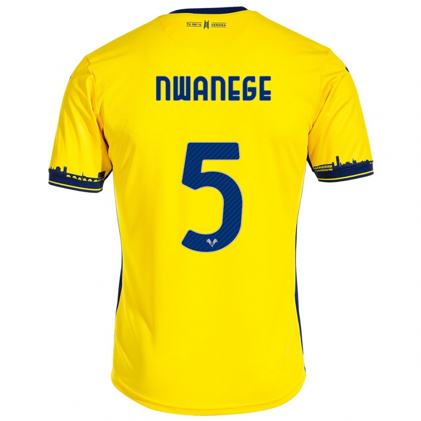 Kandiny Gyermek Karlson Nwanege #5 Sárga Idegenbeli Jersey 2023/24 Mez Póló Ing