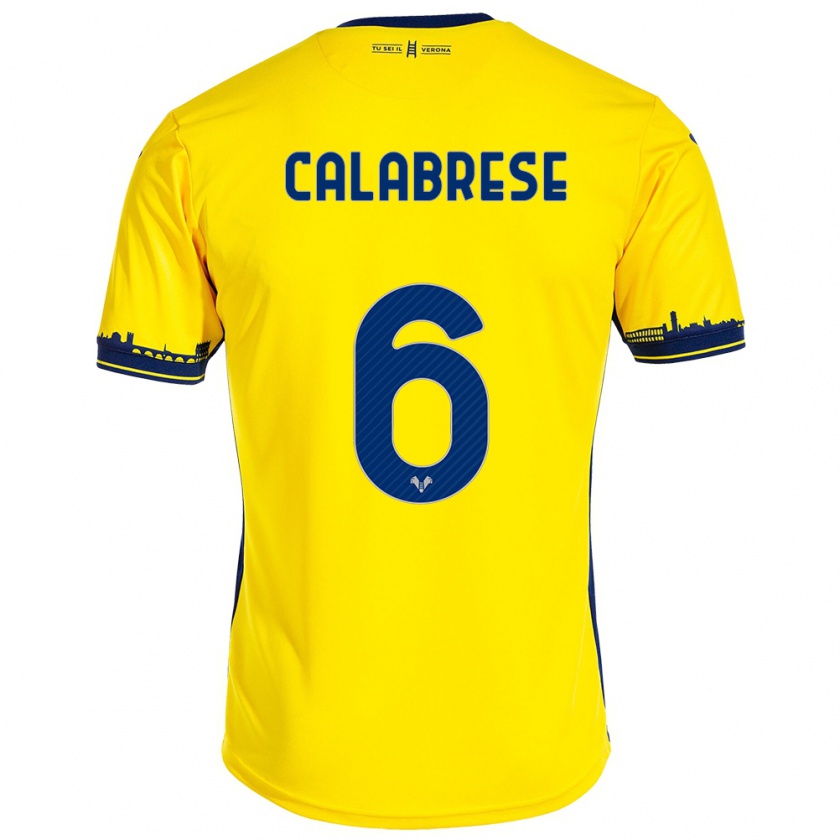 Kandiny Gyermek Nicolò Calabrese #6 Sárga Idegenbeli Jersey 2023/24 Mez Póló Ing