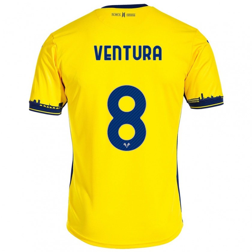 Kandiny Gyermek Ciro Ventura #8 Sárga Idegenbeli Jersey 2023/24 Mez Póló Ing