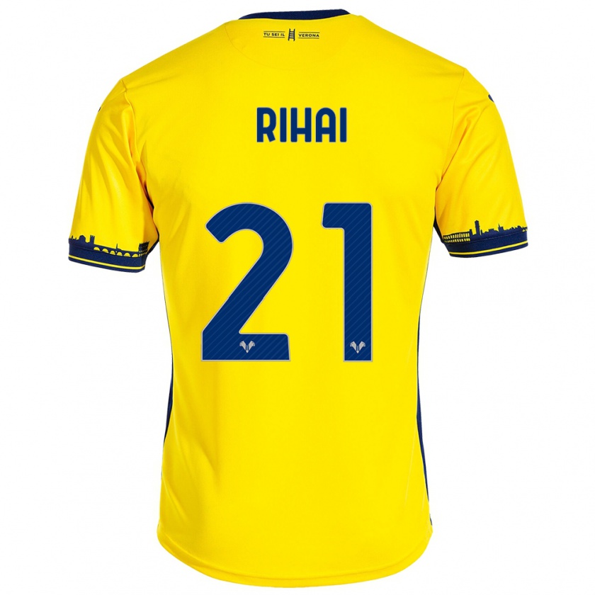 Kandiny Gyermek Aiman Rihai #21 Sárga Idegenbeli Jersey 2023/24 Mez Póló Ing