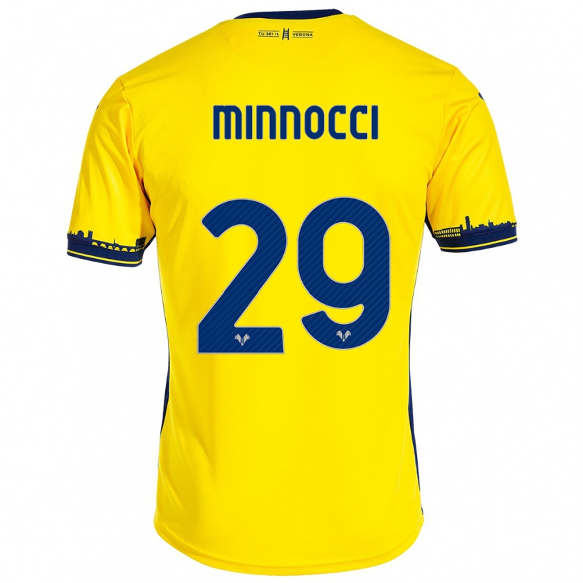 Kandiny Gyermek Valerio Minnocci #29 Sárga Idegenbeli Jersey 2023/24 Mez Póló Ing