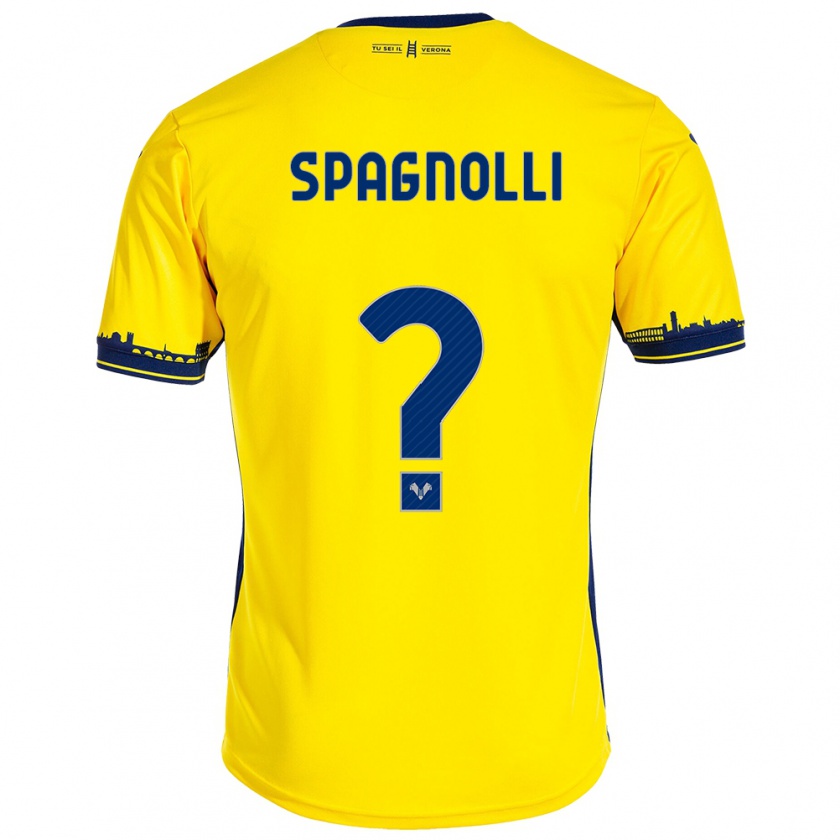 Kandiny Gyermek Matteo Spagnolli #0 Sárga Idegenbeli Jersey 2023/24 Mez Póló Ing