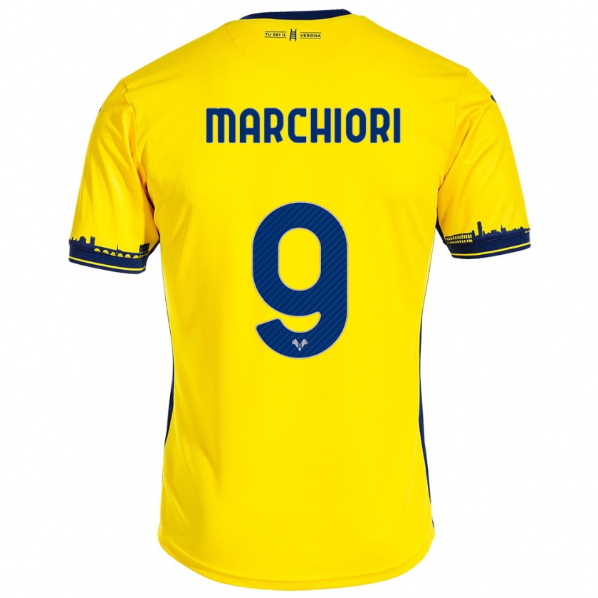 Kandiny Gyermek Giorgia Marchiori #9 Sárga Idegenbeli Jersey 2023/24 Mez Póló Ing