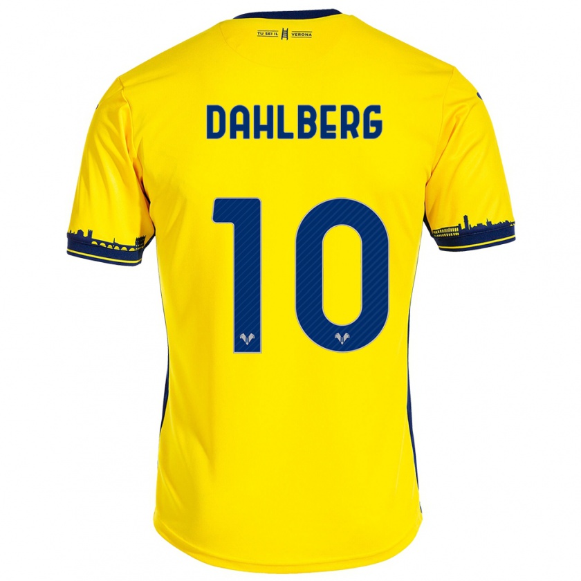 Kandiny Gyermek Jonna Dahlberg #10 Sárga Idegenbeli Jersey 2023/24 Mez Póló Ing