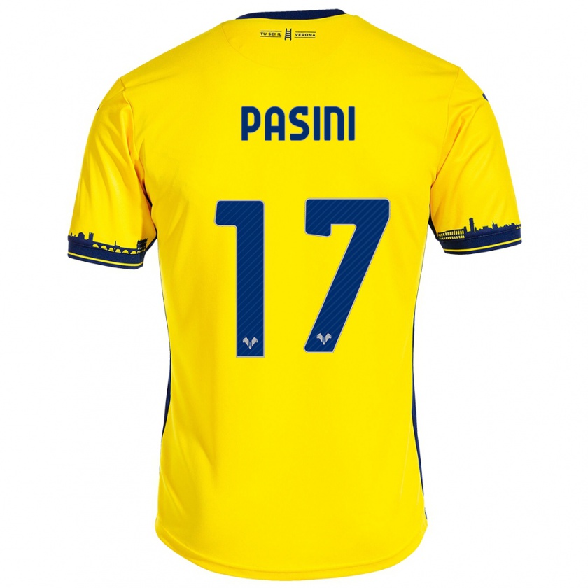 Kandiny Gyermek Veronica Pasini #17 Sárga Idegenbeli Jersey 2023/24 Mez Póló Ing