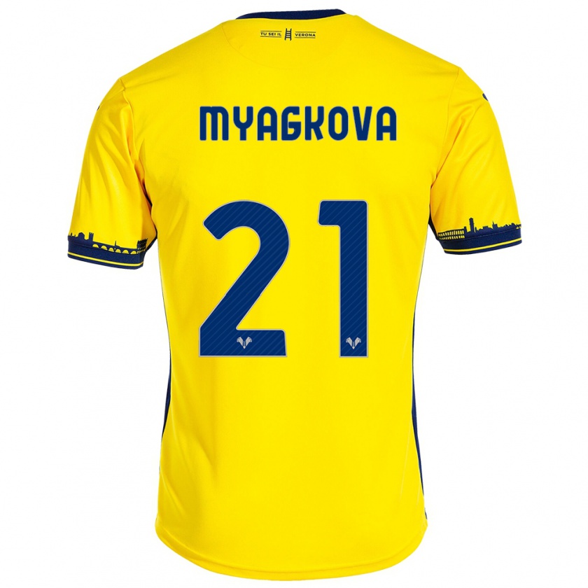 Kandiny Gyermek Alina Myagkova #21 Sárga Idegenbeli Jersey 2023/24 Mez Póló Ing