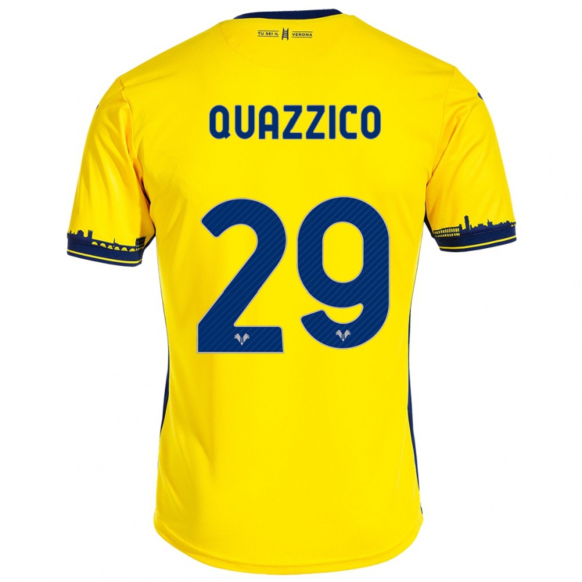 Kandiny Gyermek Francesca Quazzico #29 Sárga Idegenbeli Jersey 2023/24 Mez Póló Ing