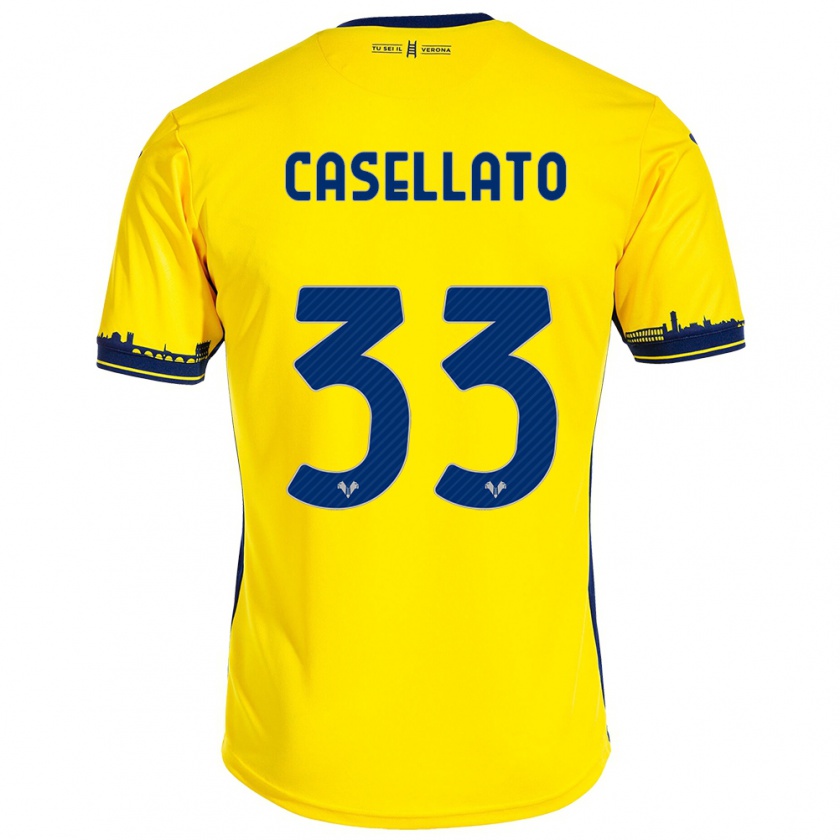 Kandiny Gyermek Elisa Casellato #33 Sárga Idegenbeli Jersey 2023/24 Mez Póló Ing