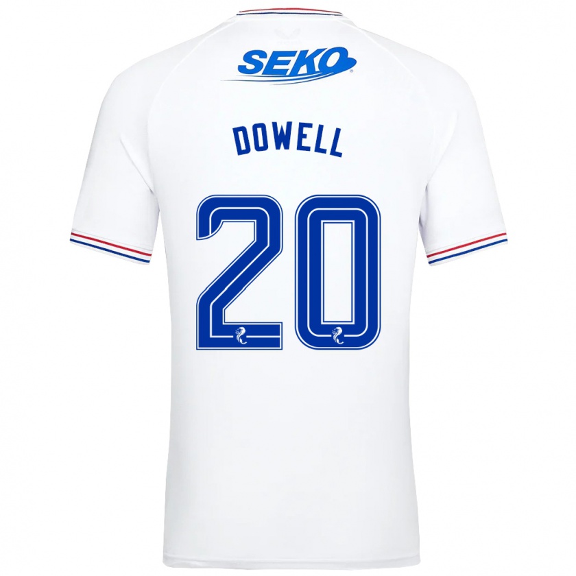 Kandiny Gyermek Kieran Dowell #20 Fehér Idegenbeli Jersey 2023/24 Mez Póló Ing