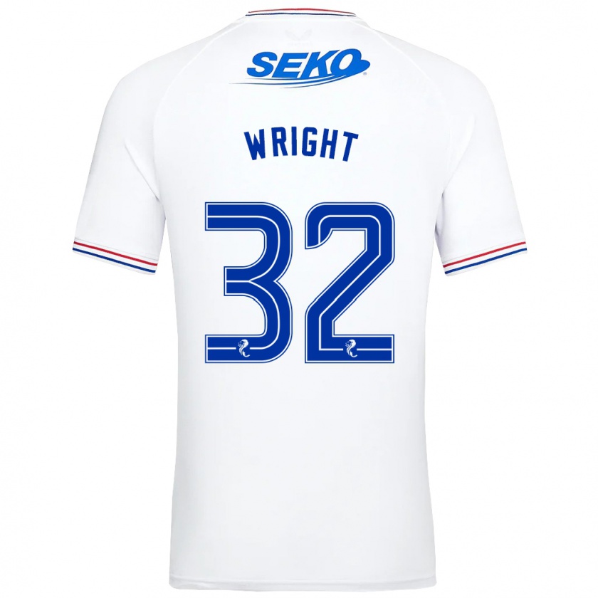 Kandiny Gyermek Kieran Wright #32 Fehér Idegenbeli Jersey 2023/24 Mez Póló Ing