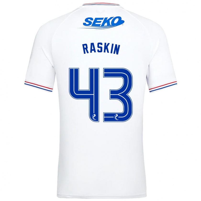 Kandiny Gyermek Nicolas Raskin #43 Fehér Idegenbeli Jersey 2023/24 Mez Póló Ing