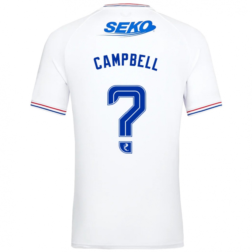 Kandiny Gyermek Connor Campbell #0 Fehér Idegenbeli Jersey 2023/24 Mez Póló Ing