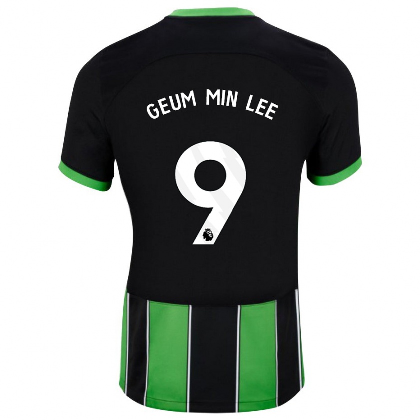 Kandiny Gyermek Lee Geum-Min #9 Fekete Zöld Idegenbeli Jersey 2023/24 Mez Póló Ing