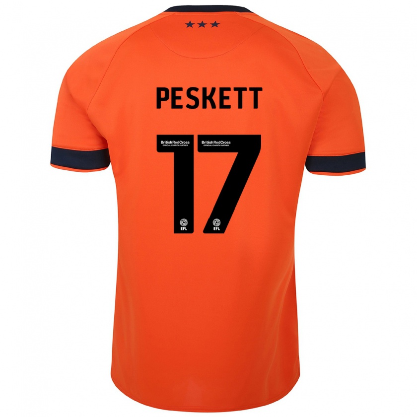 Kandiny Gyermek Sophie Peskett #17 Narancs Idegenbeli Jersey 2023/24 Mez Póló Ing