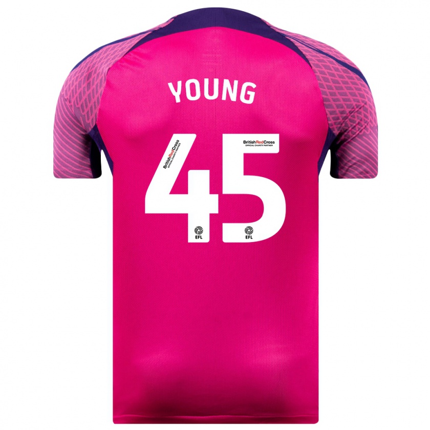 Kandiny Gyermek Matthew Young #45 Lila Idegenbeli Jersey 2023/24 Mez Póló Ing