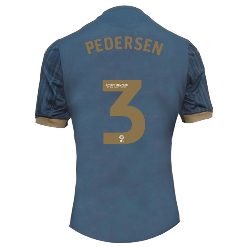 Kandiny Gyermek Kristian Pedersen #3 Sötét Kékeszöld Idegenbeli Jersey 2023/24 Mez Póló Ing