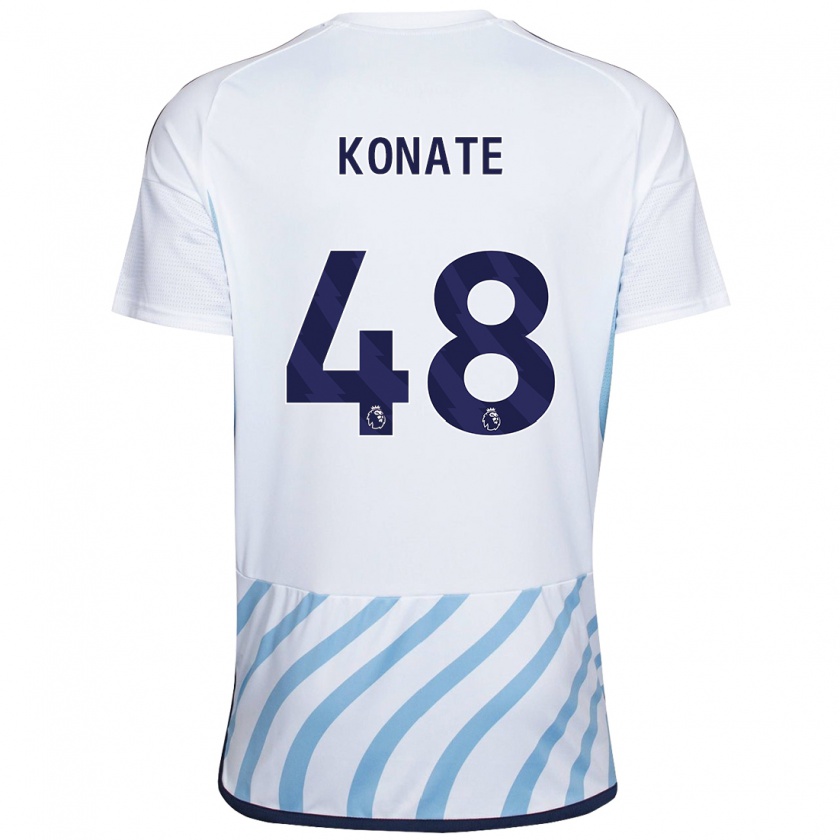 Kandiny Gyermek Ateef Konaté #48 Fehér Kék Idegenbeli Jersey 2023/24 Mez Póló Ing