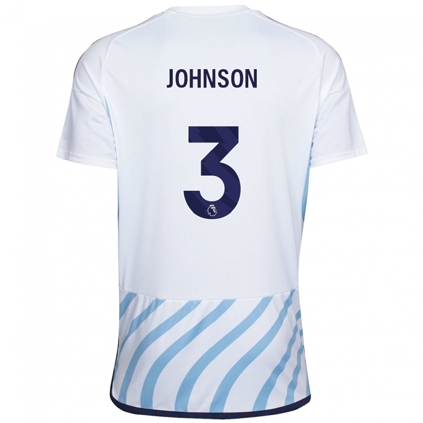 Kandiny Gyermek Nat Johnson #3 Fehér Kék Idegenbeli Jersey 2023/24 Mez Póló Ing