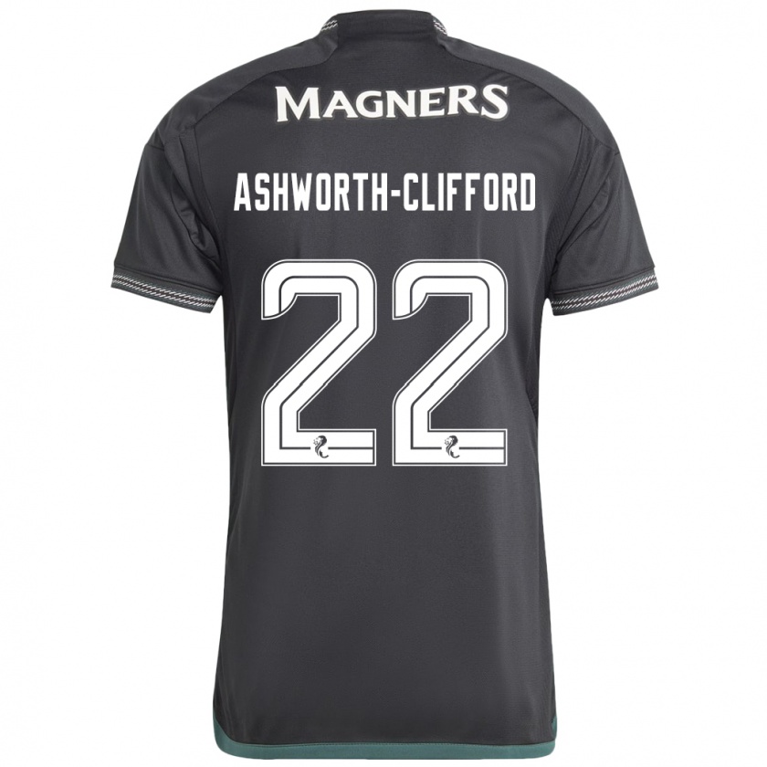 Kandiny Gyermek Lucy Ashworth-Clifford #22 Fekete Idegenbeli Jersey 2023/24 Mez Póló Ing