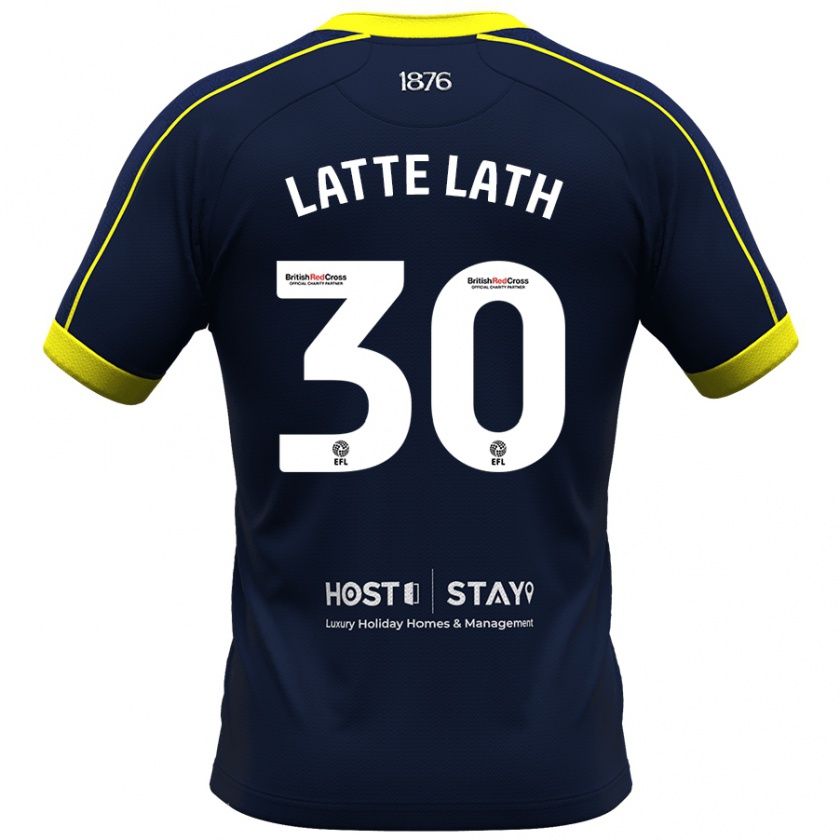 Kandiny Gyermek Emmanuel Latte Lath #30 Haditengerészet Idegenbeli Jersey 2023/24 Mez Póló Ing