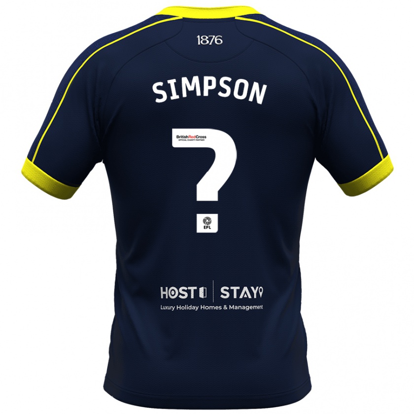 Kandiny Gyermek Nathan Simpson #0 Haditengerészet Idegenbeli Jersey 2023/24 Mez Póló Ing