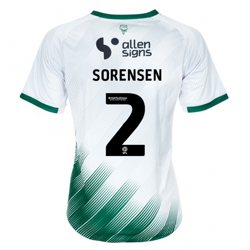 Kandiny Gyermek Lasse Sörensen #2 Fehér Idegenbeli Jersey 2023/24 Mez Póló Ing