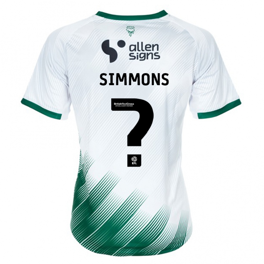 Kandiny Gyermek Noah Simmons #0 Fehér Idegenbeli Jersey 2023/24 Mez Póló Ing